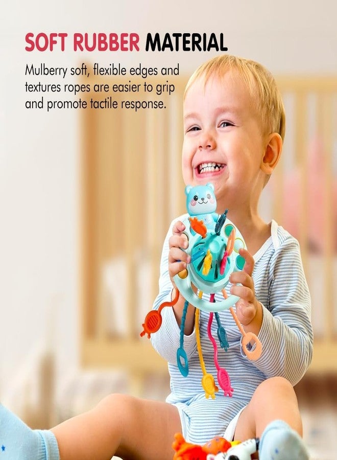 Dangfly Pull String Toy for Babies Teething Strings Sensory Montessori Toys Baby Girl,Travel Toy for 6+Months Boy Food Grade Silicone Fine Motor Skills Toy for Toddlers (Kitten) - Image 2